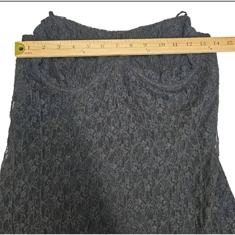 Free People Cherie Black Lace Midi Slip Dress Underwire Corset Cutout Slit M